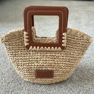 STAUD Shirley mini raffia basket tote new